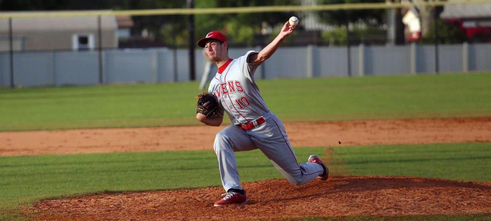 Kyle Bennett tossed a one-hit shutout today against Mott. Photo by Frank Rao Jr./Owens Sports Information