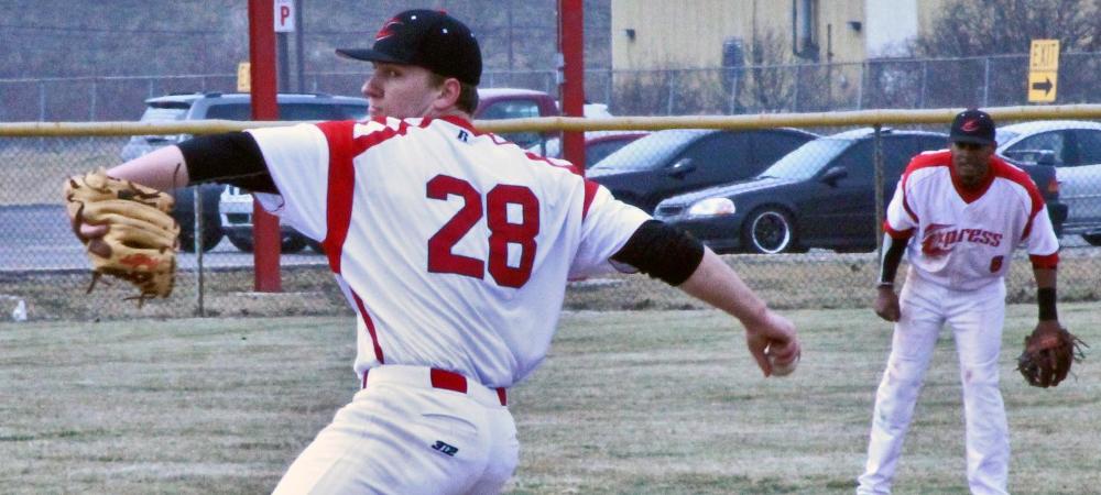 Garrett Scott delivers a pitch during his Owens career. Photo by Nicholas Huenefeld/Owens Sports Information