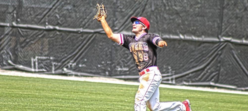 Freshman outfielder Stephen Parker is pictured here making a catch in right field. Parker and the Owens baseball team dropped a pair of games on the road today. Photo by Nicholas Huenefeld/Owens Sports Information