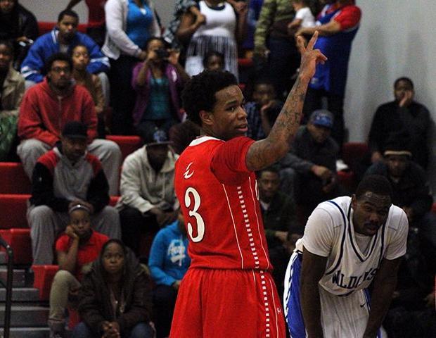 Markese Allen signals to the bench prior to the second of two free throws late in the second half of Monday's 71-69 win over Wayne County. Photo by Nicholas Huenefeld/Owens Sports Information