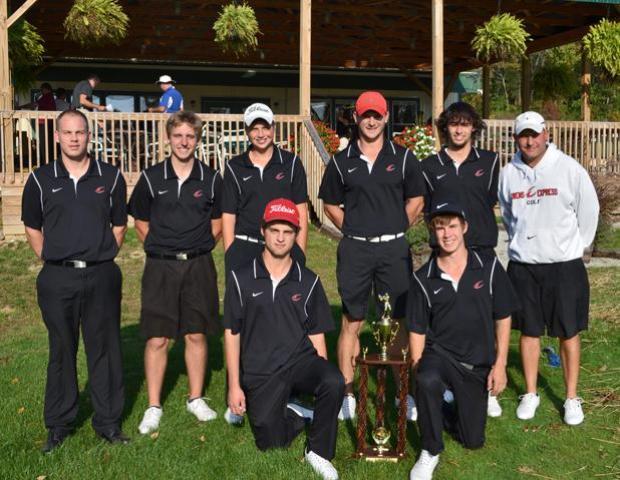 The Express golf team had five golfers finish in the top eight as they took home first place in the IU East Waterfront Classic on Thursday. Photo by Owens Sports Information