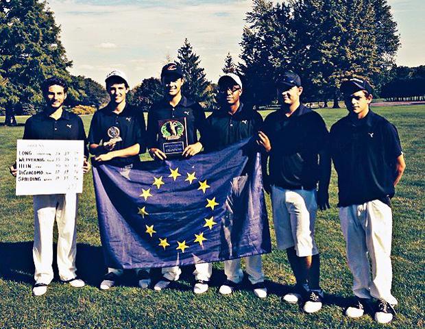 The Owens men's golf team poses after firing a tournament best 297 in today's Defiance Fall Invitational. Photo by Nicholas Huenefeld/Owens Sports Information