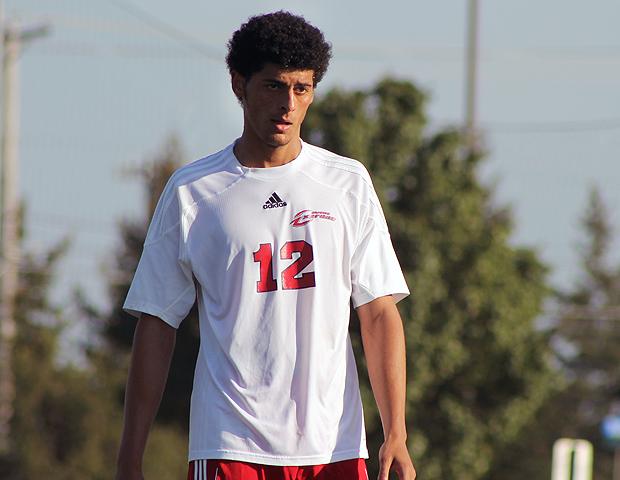Ahmad Jarrar has been voted as the OCCAC men's soccer player of the week after scoring two goals against Lakeland Community College last week. Photo by Nicholas Huenefeld/Owens Sports Information
