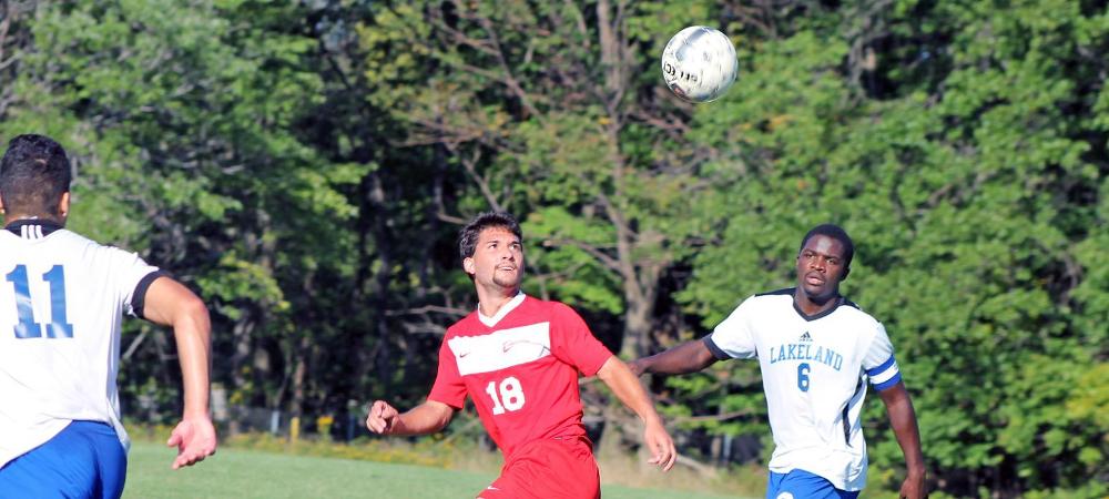 Matt Almester looks to gather the ball for a scoring opportunity. Photo by Nicholas Huenefeld/Owens Sports Information