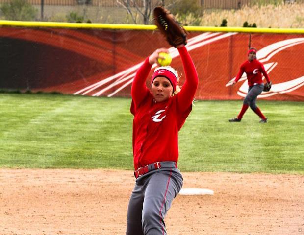 Ashlyn Michalak eclipsed 100 strikeouts this year as she struck out nine in a 5-1 win over GRCC in the first game. Photo by Cherie Guthrie/Owens Sports Information