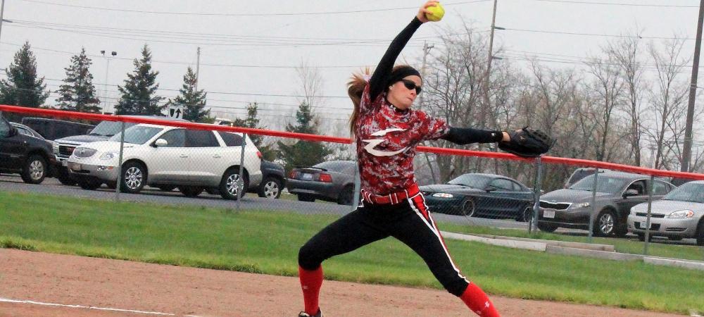 Miranda Benschoter delivers a pitch during today's doubleheader. Photo by Morgan Gangwer/Owens Sports Information