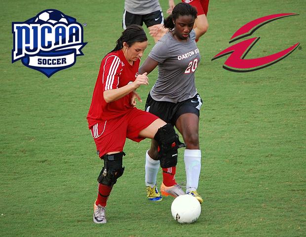 Jessica Grindle, pictured here in the national tournament against Darton State, took home NJCAA D-I All-National Tournament team honors. Photo by Judy Loehrke/Owens Sports Information