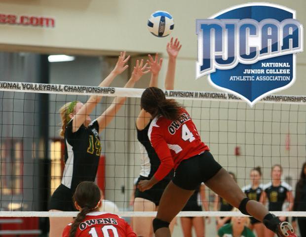 Dakia Sellers attempts a kill in the NJCAA D-II National Tournament. The freshman was named to the NJCAA D-II All-American team. Photo by Frawgbyte Photography