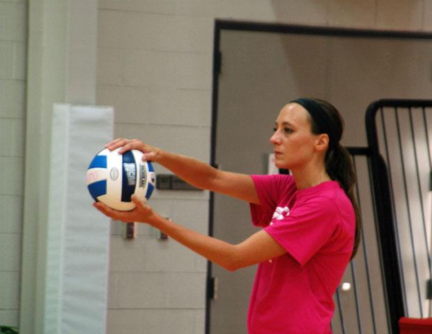 Sandra Peer, a former NJCAA Athletic All-American at Owens, was one of almost 30 former Express volleyball players to attend this year's alumni match. Photo courtesy of Nicholas Huenefeld/Owens Sports Information